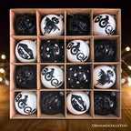 Haunt & Co Creepy Boo Assorted 16 Piece Black and White Ornament Bundle, Monochrome 3" Halloween Bauble Set