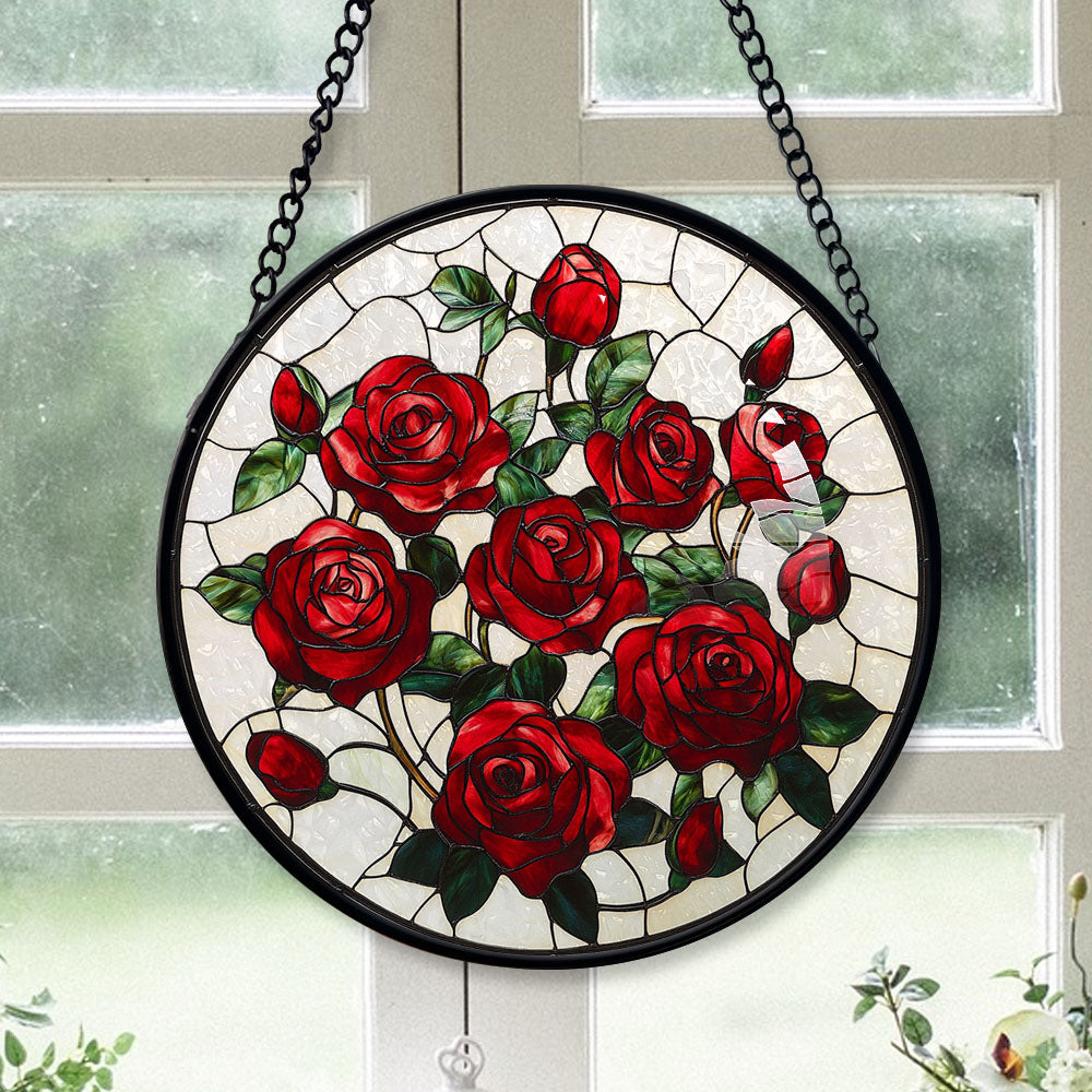Haunt & Co Cute Christmas Gift - Valentine Rose Halloween Christmas Stained Glass Hanging Ornament - Heirloom Holiday Tree Decor, Ideal Gift for Mom, Dad, Friends, Family 2025
