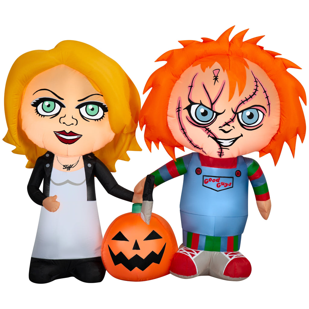 Haunt & Co Halloween Airblown Yard Inflatables Chucky and Bride & Pumkin 66.14 in x 19.29 in x 57.48 in 5.09 lb