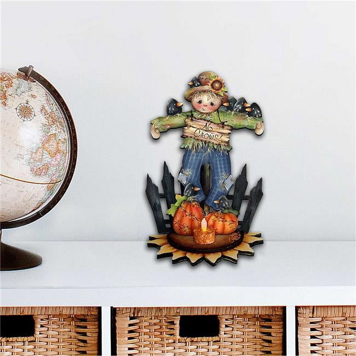 Haunt & Co Designocracy 8457404M 12 x 9 in. No Crows Scarecrow Halloween Outdoor Decor Large Ornaments