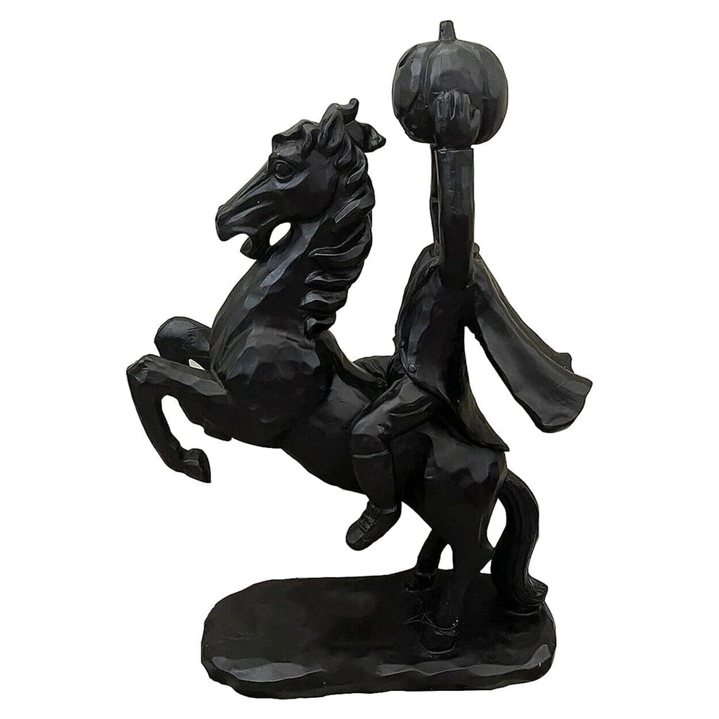 Haunt & Co Desktop Ornament Headless Horseman Resin Statue for Halloween Home Display, 22x12x9 cm, Black