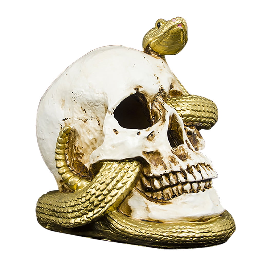 Haunt & Co FFENYAN Halloween Decorations Snake Skull Decoration Ornaments With Lights Crafts White