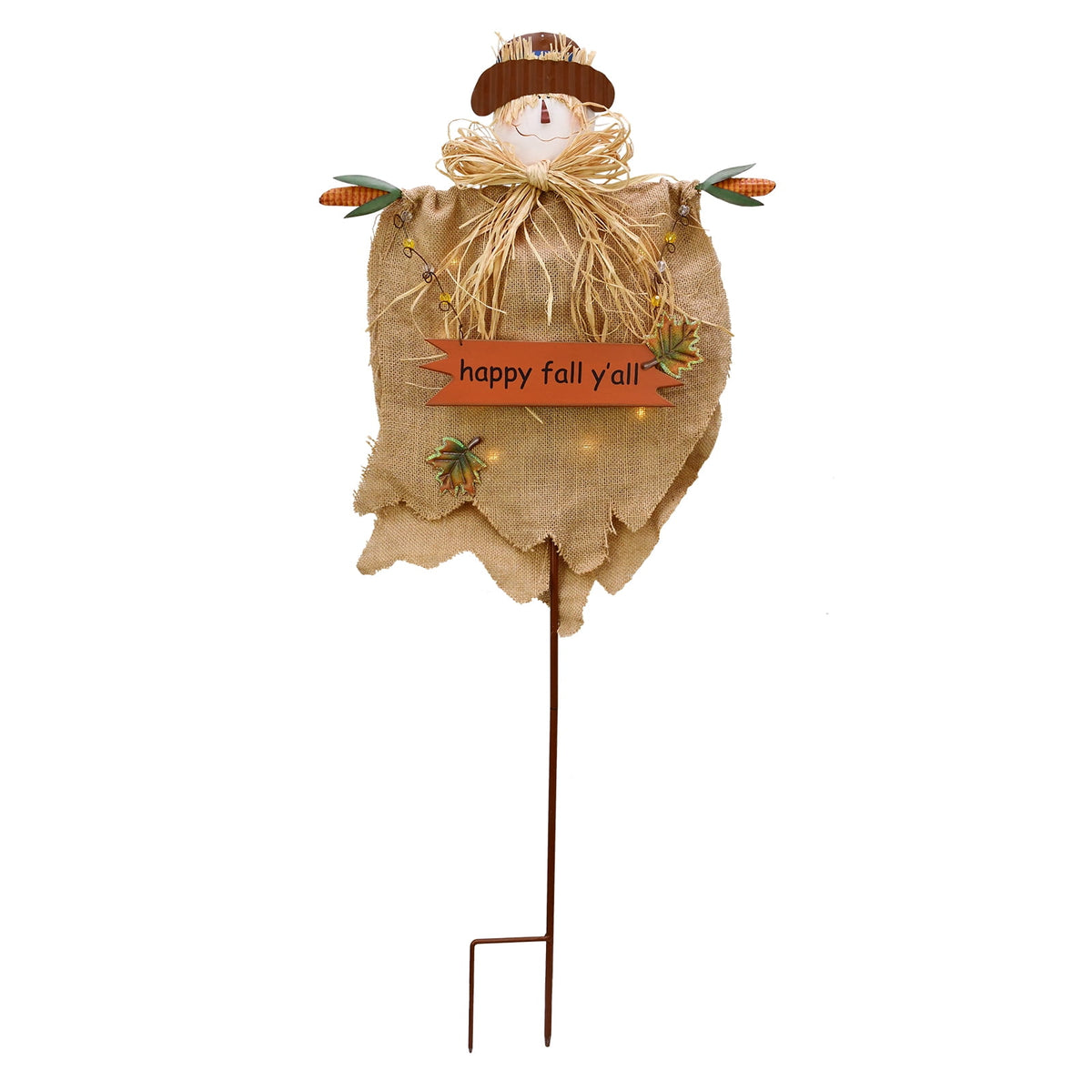 Haunt & Co Fall Scarecrow Yard Stake with LED Lights Happy Fall Ya'll Scarecrow Garden Stake Autumn Harvest Halloween Thanksgiving Outdoor Yard Decorations