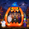 Haunt & Co 8.2ft Halloween Inflatable Pumpkins Photo Door with Ghost Witch Yard Party Outdoor Decorations with LED Lights