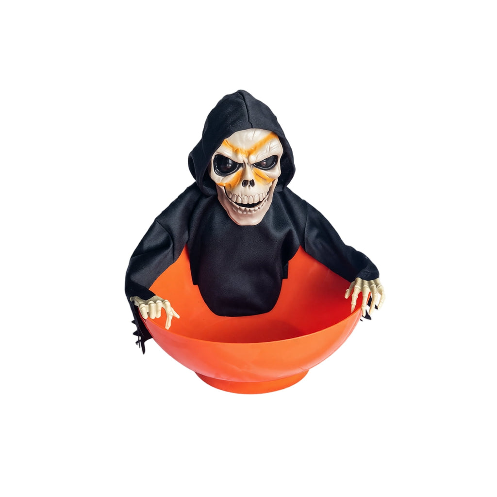 Haunt & Co GIPQJK Summerween Halloween Electric Ghost Fruit Tray Decor Light Up Sound Activated Swinging Head Motion Party Prop Plastic Ornament C