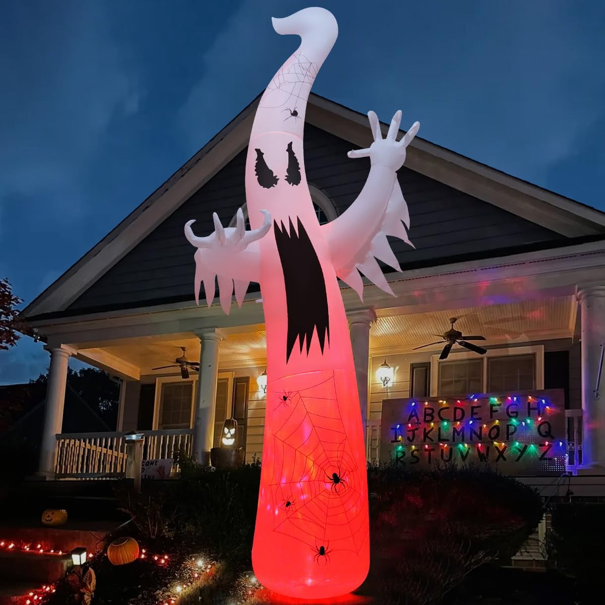 Haunt & Co Halloween Inflatable 11.8 FT Inflatable Halloween Ghost, Inflatable Halloween Ghost Scary Blow Up Ghost with LED Lights, Outdoor Clearance for Halloween/Holiday/Party