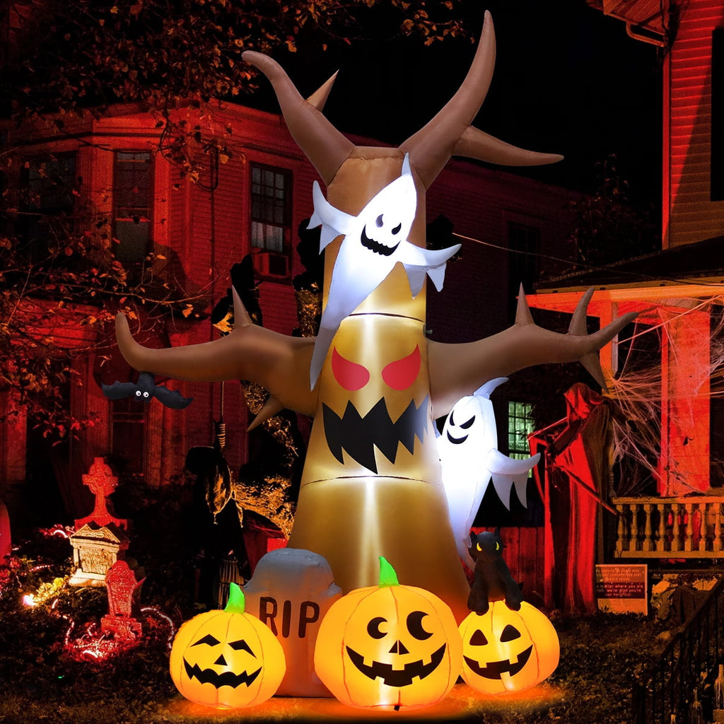 Haunt & Co Halloween Inflatable 11.8 FT Inflatable Halloween Tree, Halloween Inflatable Tree Scary Halloween Blow Up Tree with LED Lights, Outdoor Clearance for Halloween/Holiday