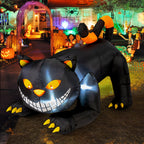 Haunt & Co Halloween Inflatable 6 FT Black Cat Inflatable Moving Head, Scary Black Cat with LED Lights Built-in, Halloween Outdoor Decorations Clearance for Holiday/Party/Yard/Garden