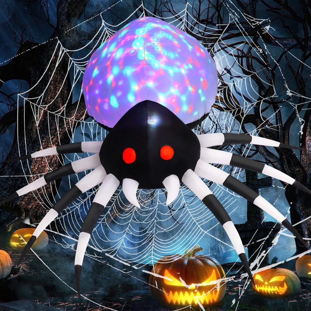 Haunt & Co Halloween Inflatable 6 FT Spider Inflatables Outdoor Decorations with Magic Light, Scary Inflatable Halloween Spider Blow Up Spider, Halloween Blow Up Decorations Outside Clearance for Holiday