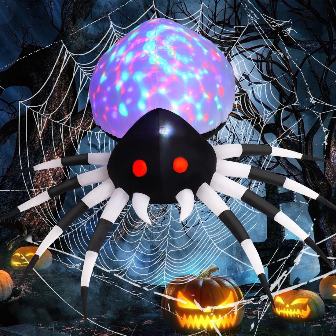 Haunt & Co Halloween Inflatable 6 FT Spider Inflatables Outdoor Decorations with Magic Light, Scary Inflatable Halloween Spider Blow Up Spider, Halloween Blow Up Decorations Outside Clearance for Holiday