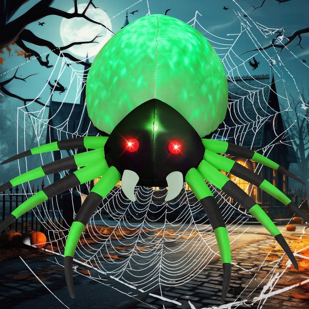 Haunt & Co Halloween Inflatable 8 FT Halloween Blow Up Spider, Halloween Inflatables Spider Giant Spider Inflatable with LED Lights Built-in, Outdoor Clearance for Halloween/Holiday