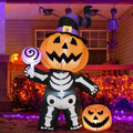 Haunt & Co Halloween Inflatables 6 FT Halloween Pumpkin Inflatable with Skull Body, Scary Blow Up Halloween Pumpkin Decoration with LED Lights, Outdoor Clearance for Holiday Party