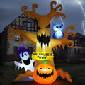Haunt & Co Halloween Inflatables 8 FT Halloween Inflatable tree with Ghost Pumpkin and Owl, Halloween Dead Tree Decorations Scary with Built-in Lights for Halloween/Holiday/Party