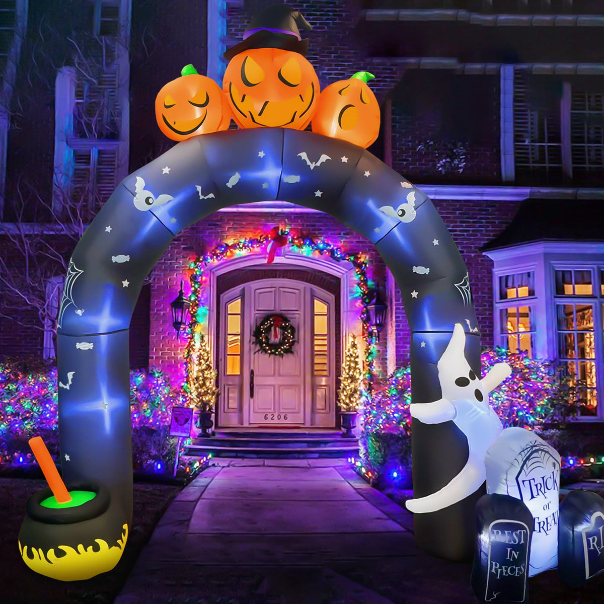 Haunt & Co 10 FT Halloween Inflatables Archway Outdoor Decorations, Scary Halloween Arch Blow Up Yard Decorations for Front Yard Lawn Garden Decor