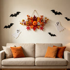 Haunt & Co Gaecuw Halloween Maple Leaf Pumpkin Hanging Decor Fall Festival Wall Ornament for Front Door Party Indoor Supplies