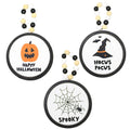 Haunt & Co Ganz Fun Halloween Disk Ornaments - Three Hanging Disk 7.75 Inch, Wood Pulp - Pumpkin Spider Hocus Pocus