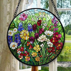 Haunt & Co Garden Suncatchers for Windows, Stained Glass Window Hangings,Hand-Painted Glass Panel Perfect for Home Decor, Stained Glass Ornament 2025, Holiday Decoration, Seasonal Keepsake
