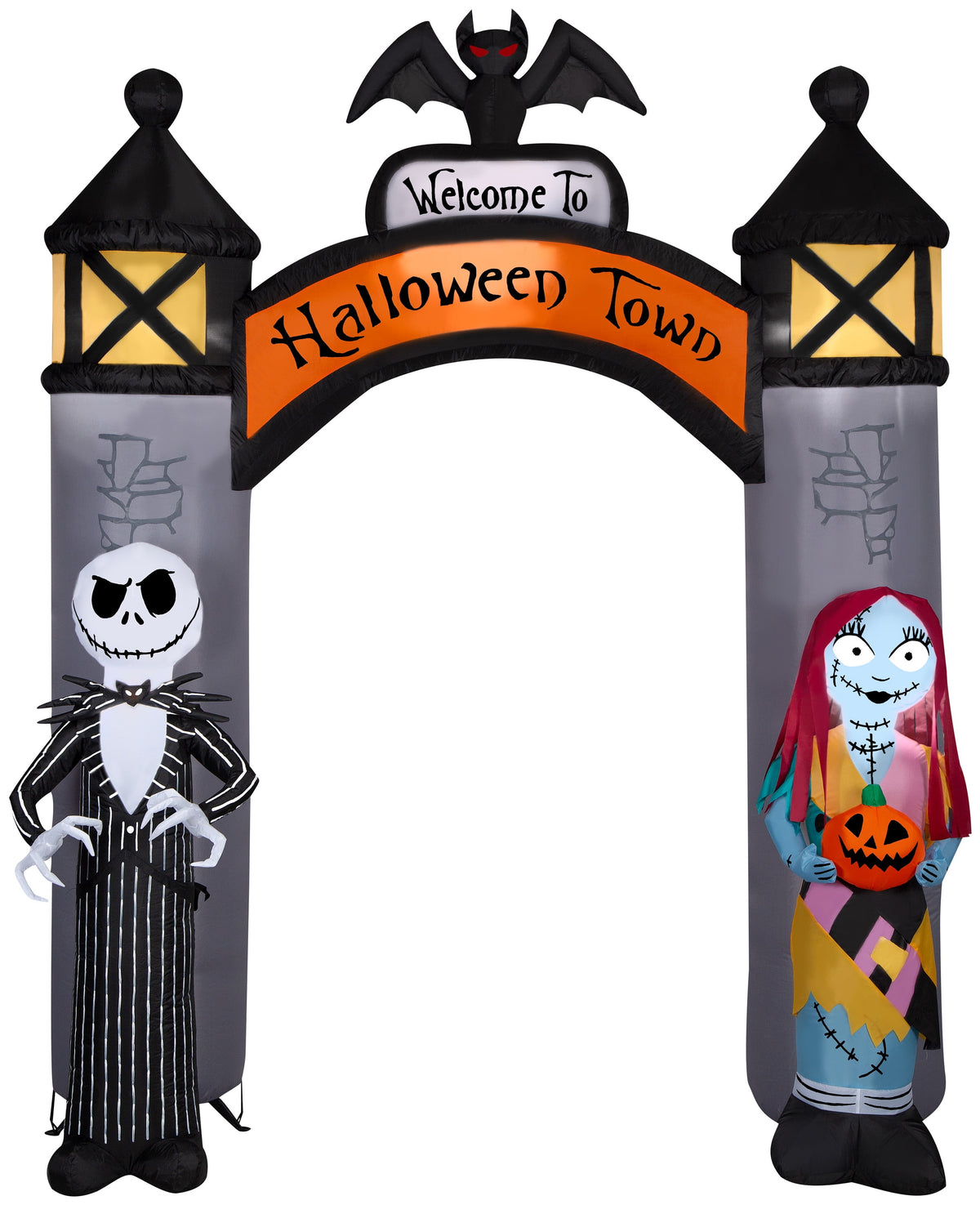Haunt & Co Airblown Inflatable NBC Welcome to Halloween Town Archway Disney, 8.5 ft Tall, Grey