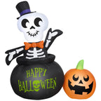 Haunt & Co Halloween Inflatable Skeleton in Cauldron, 4 ft Tall, Multi