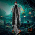 Haunt & Co Ghost Ornaments with Chain, Realistic Terrifying Halloween Hanging Statue, Durable Outdoor Plastic Courtyard Garden Decor, Spooky Porch Terrace Party Scene Prop