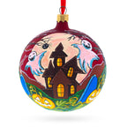 Haunt & Co Ghosts and Haunted House Glass Ball Halloween Ornament 4 Inches