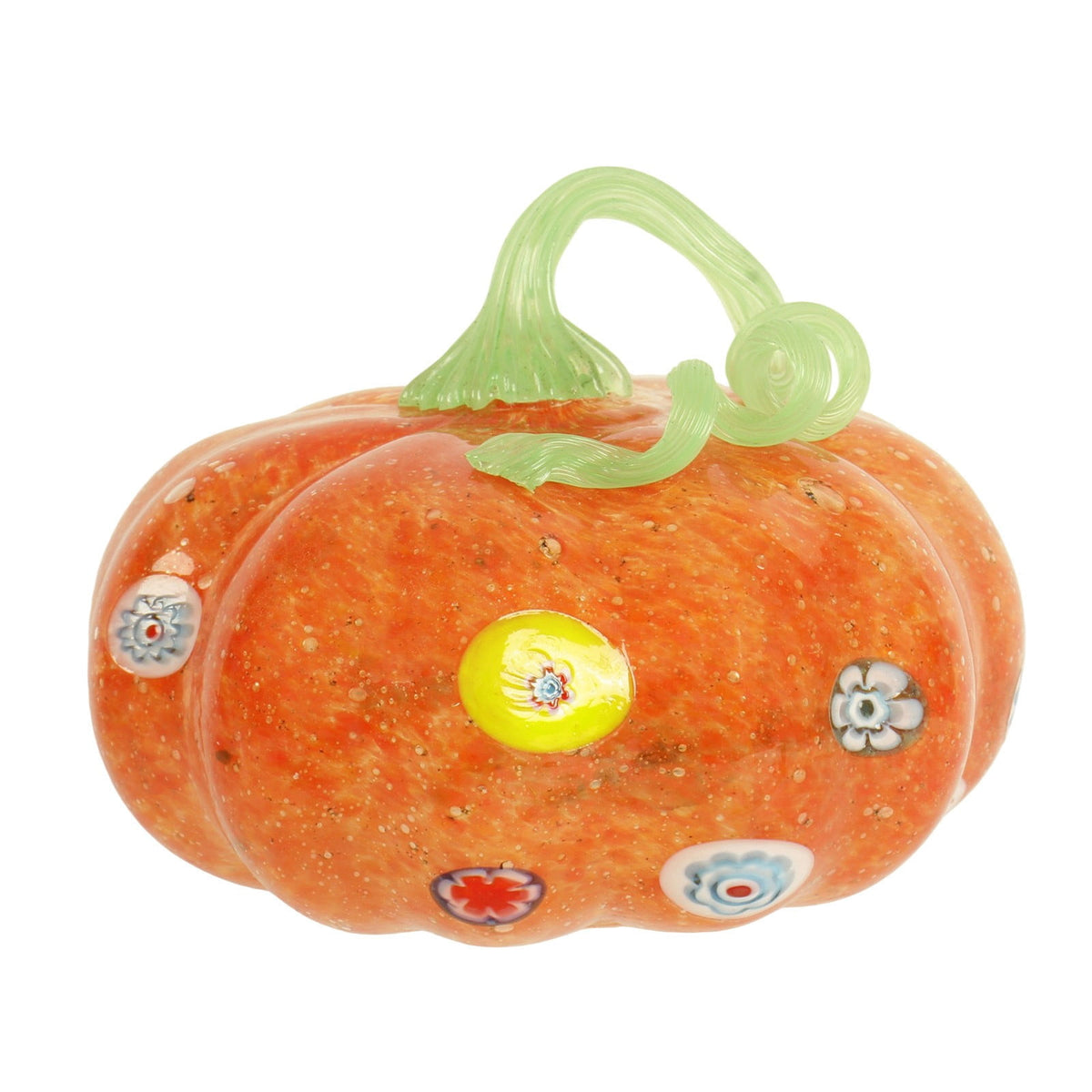 Haunt & Co Glass Pumpkin Ornament, Swirl Art Glass Figurine Fall Thanksgiving Halloween Tabletop Home Decor, Stripe Pumpkin Statue Orange
