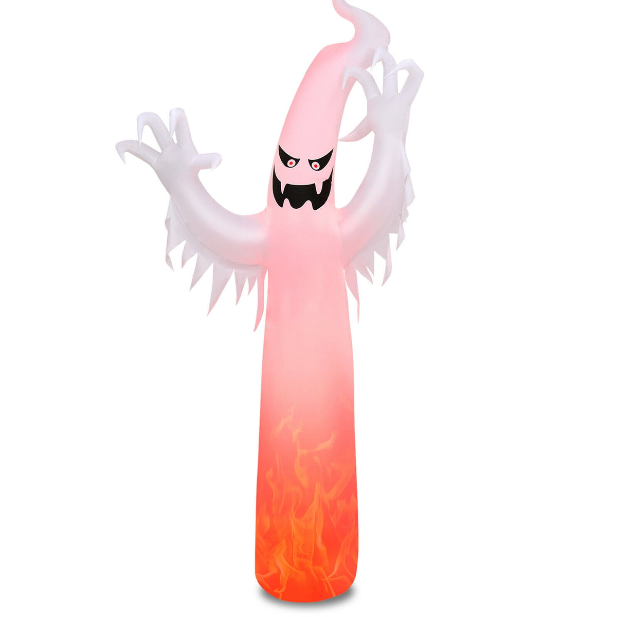 Haunt & Co Gymax 12ft Inflatable Halloween Ghost Blow Up Decoration w/ Built-in Flame Light
