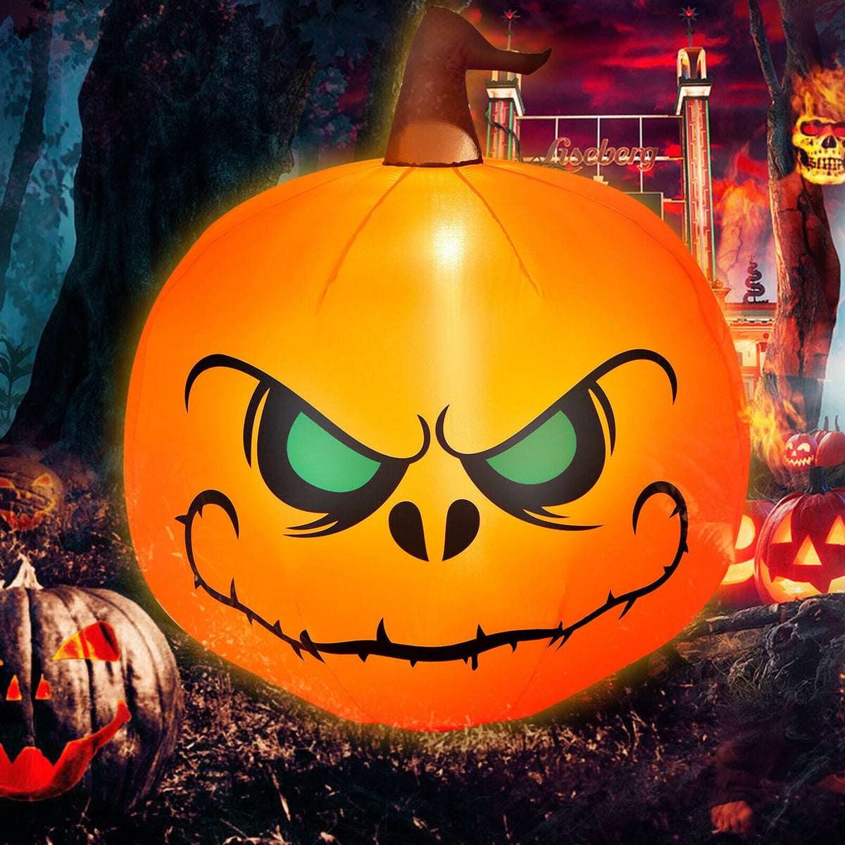 Haunt & Co Gymax 4ft Inflatable Pumpkin Blow Up w/ Built-in LED Light