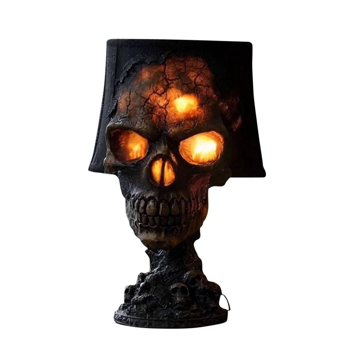 Haunt & Co HAHUT Halloween Lava Stone Skull Table Lamp, Gothic Resin Skeleton Statue Ornament for Halloween Anniversary Valentines Birthday Gifts