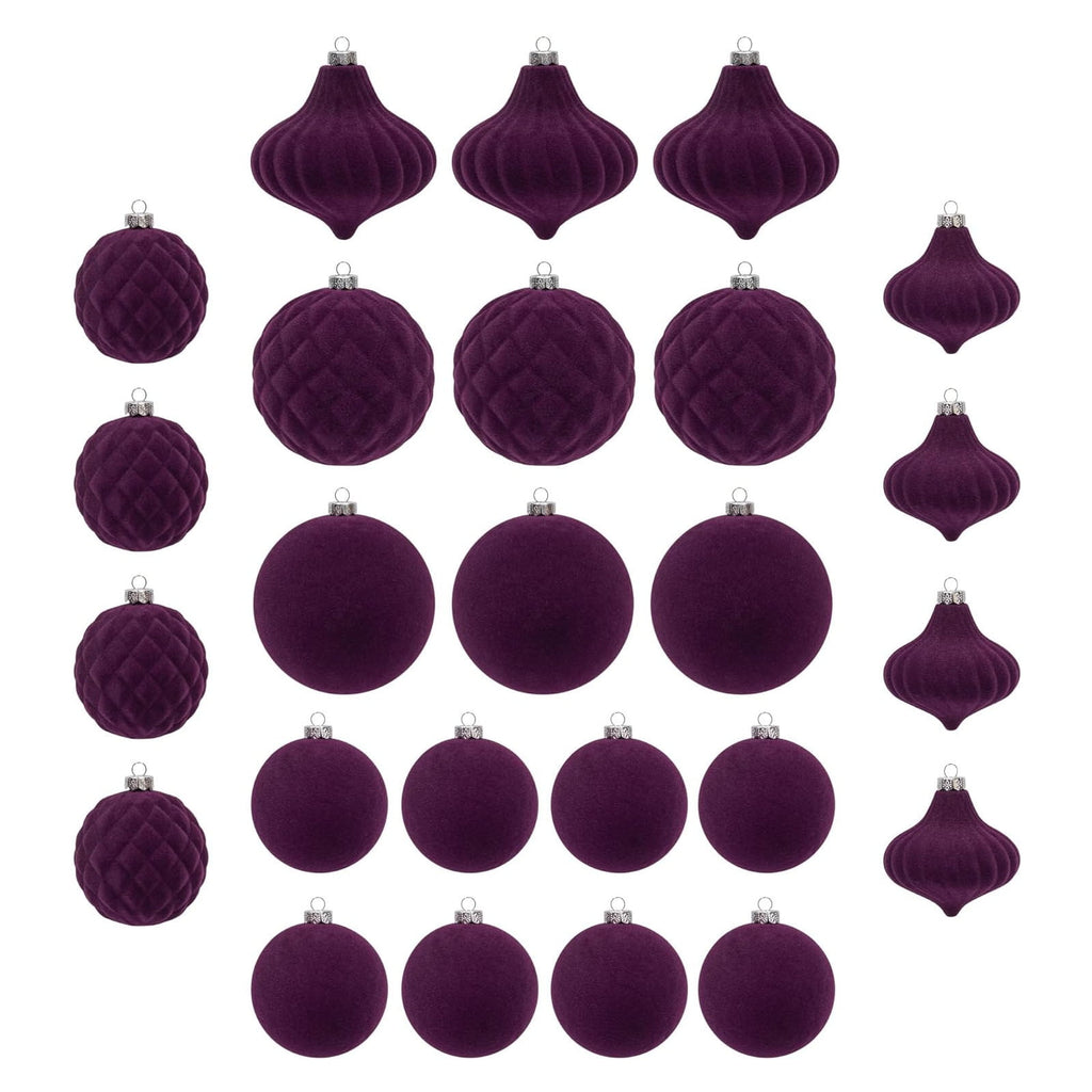 Haunt & Co HBBKVI Purple 3.1" Christmas Balls Christmas Tree Decoration Ornaments Shatterproof Hanging Balls for Birthday Halloween Holiday Wedding Decorations Set of 25pcs