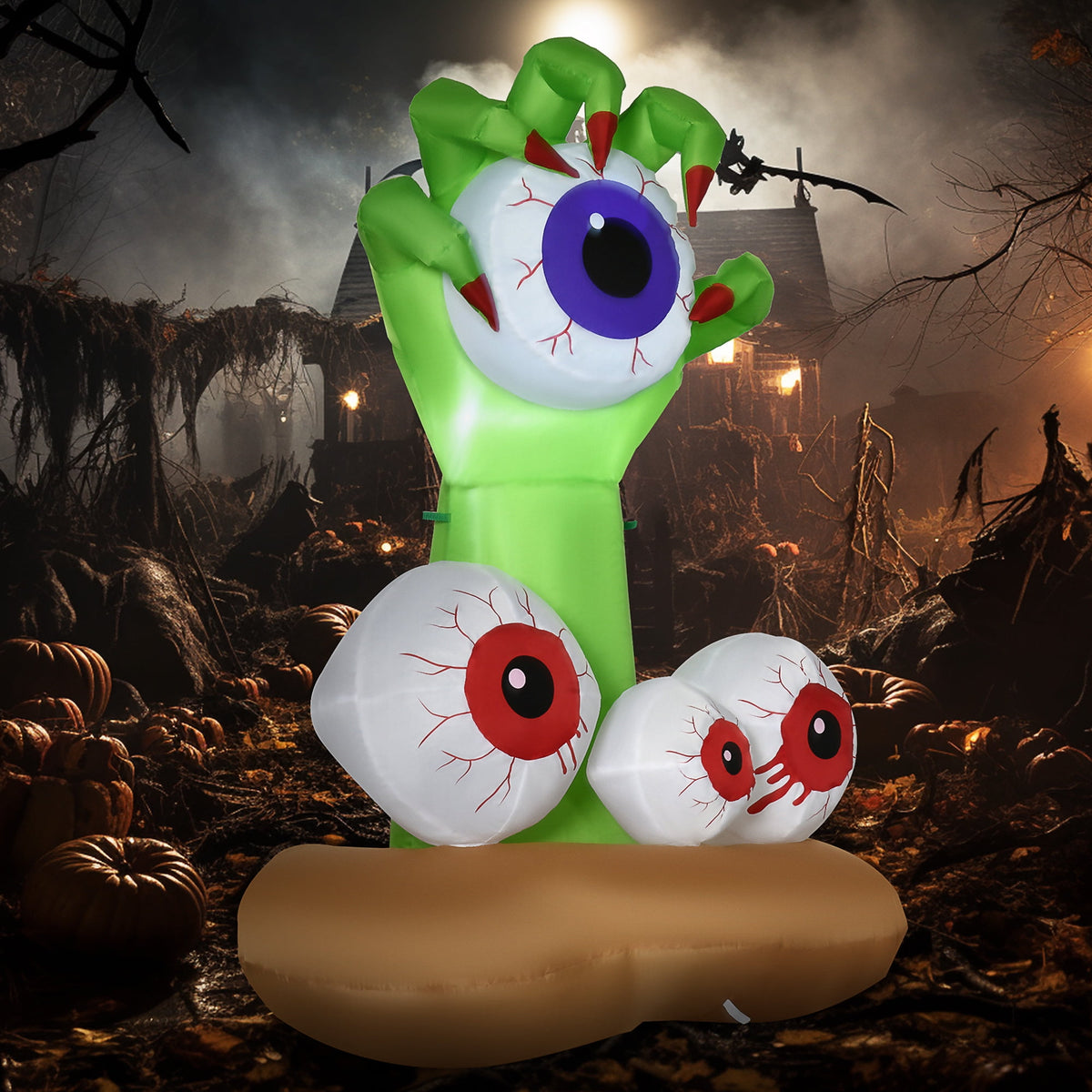 Haunt & Co HOMCOM 8ft Inflatable Halloween Mirror Face Ghost, Outdoor LED Display