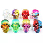 Haunt & Co HOOUN 8pcs 2inch Electroplated Multicolor Carved Skull Crystal Ornaments Halloween