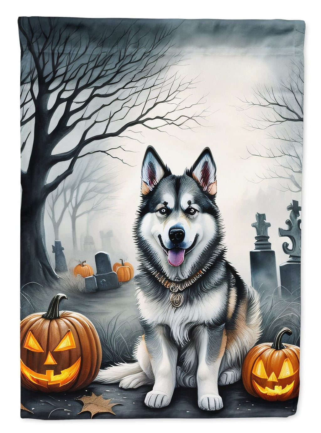 Haunt & Co Halloween Papillon Dog House Flag 28x40IN Double-Sided Polyester Decorative Sleeve Pole Flag