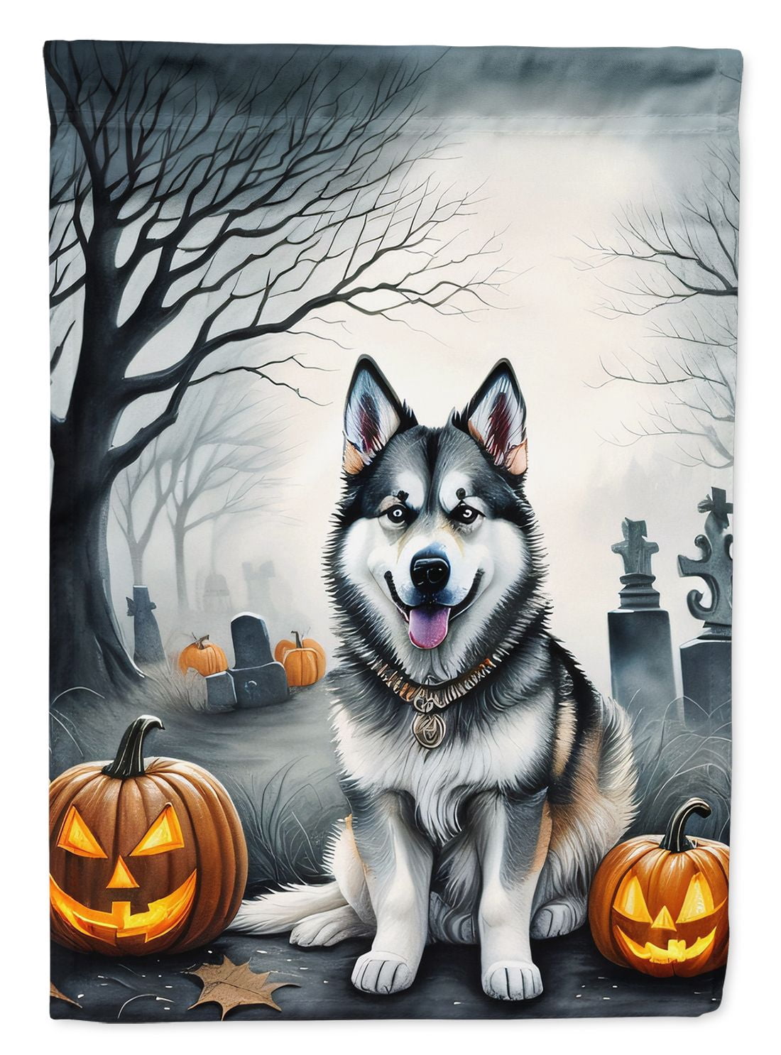 Haunt & Co Halloween Papillon Dog House Flag 28x40IN Double-Sided Polyester Decorative Sleeve Pole Flag