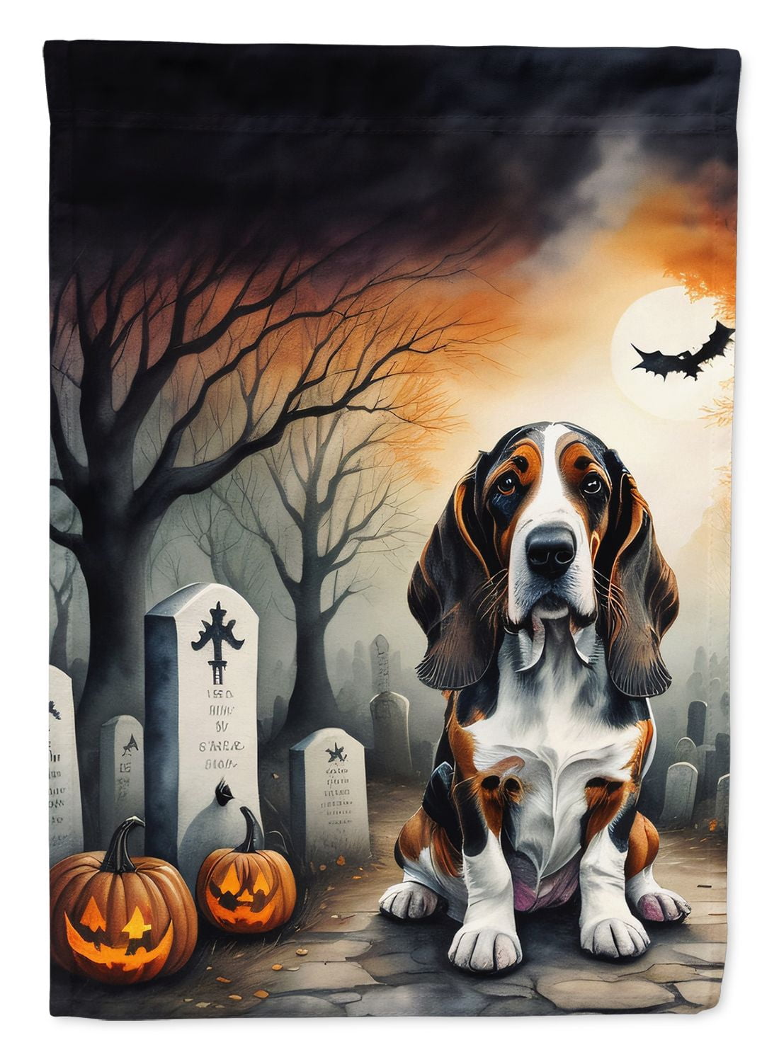 Haunt & Co Halloween Airedale Terrier Dog House Flag 28x40IN Double-Sided Polyester Decorative Sleeve Pole Flag