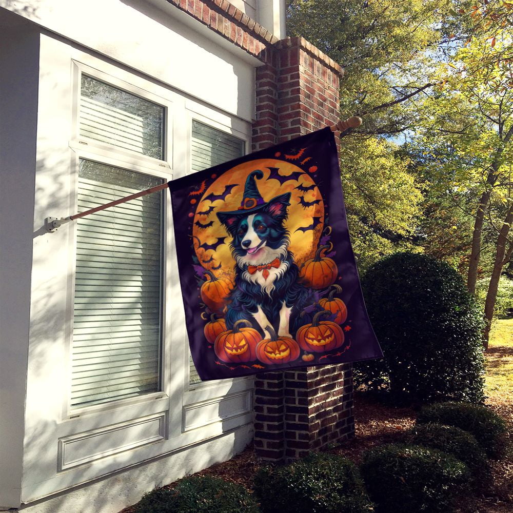 Haunt & Co Halloween Airedale Terrier Dog House Flag 28x40IN Double-Sided Polyester Decorative Sleeve Pole Flag