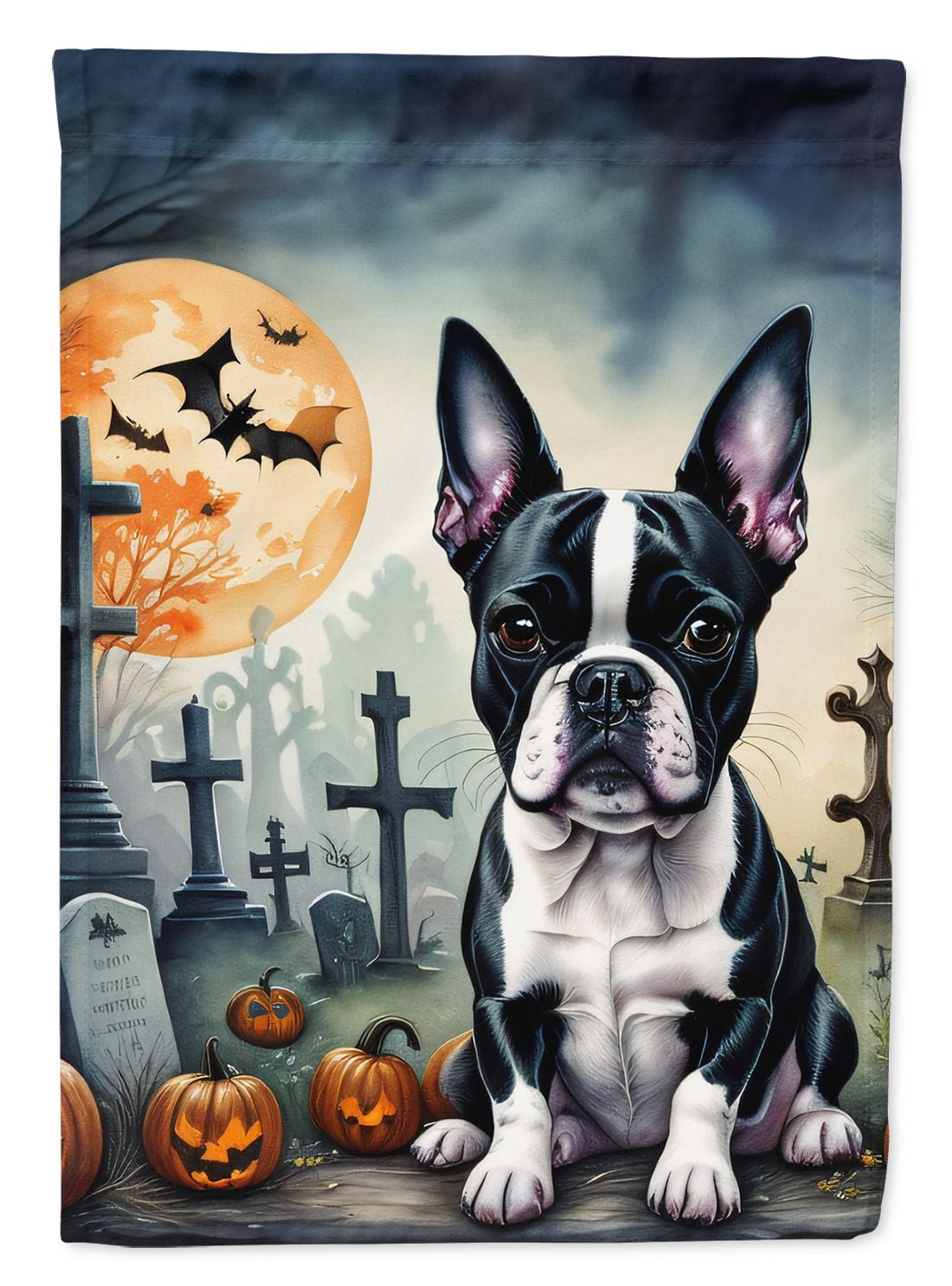 Haunt & Co Halloween Keeshond Dog House Flag 28x40IN Double-Sided Polyester Decorative Sleeve Pole Flag