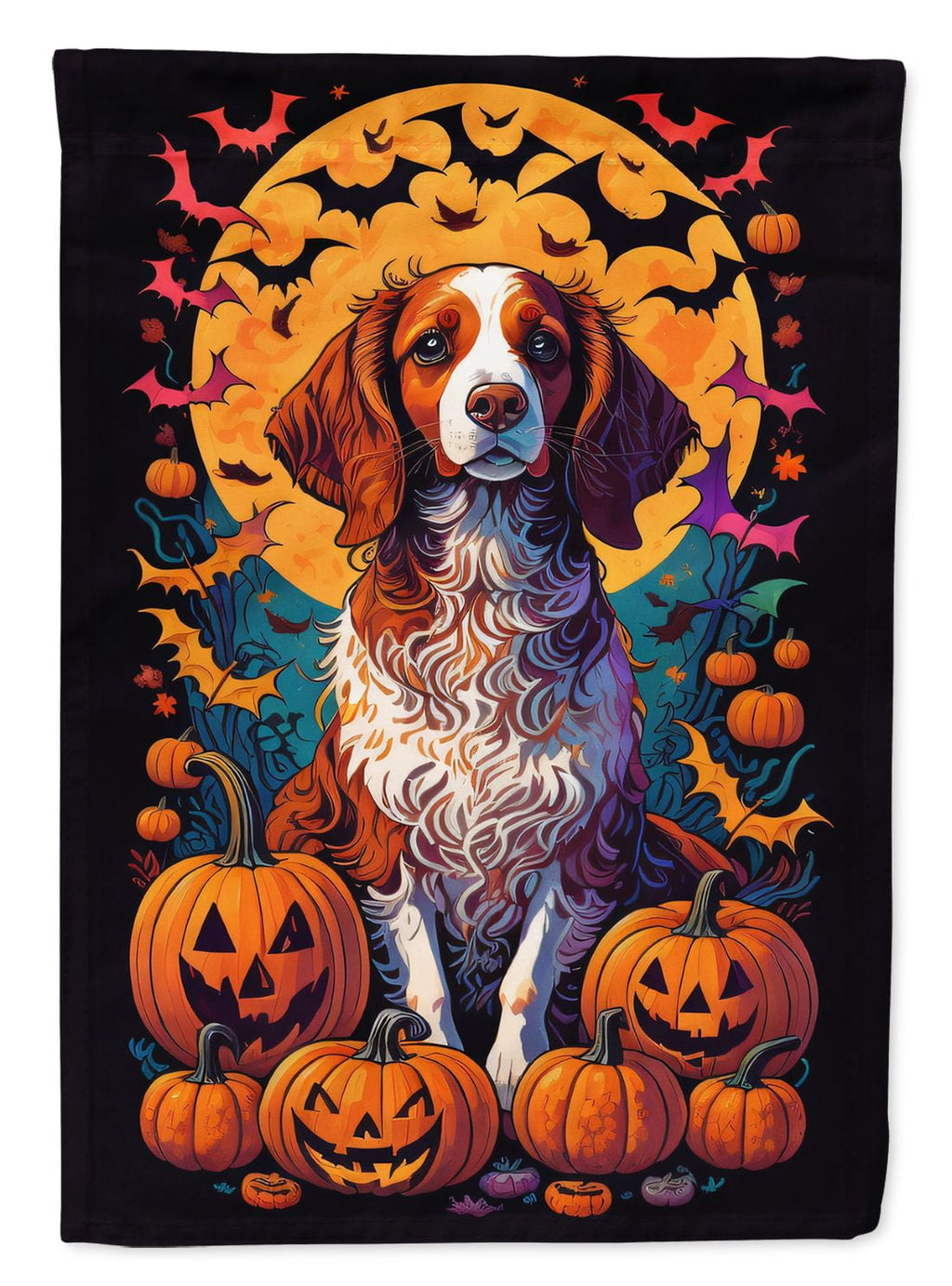 Haunt & Co Halloween Papillon Dog House Flag 28x40IN Double-Sided Polyester Decorative Sleeve Pole Flag