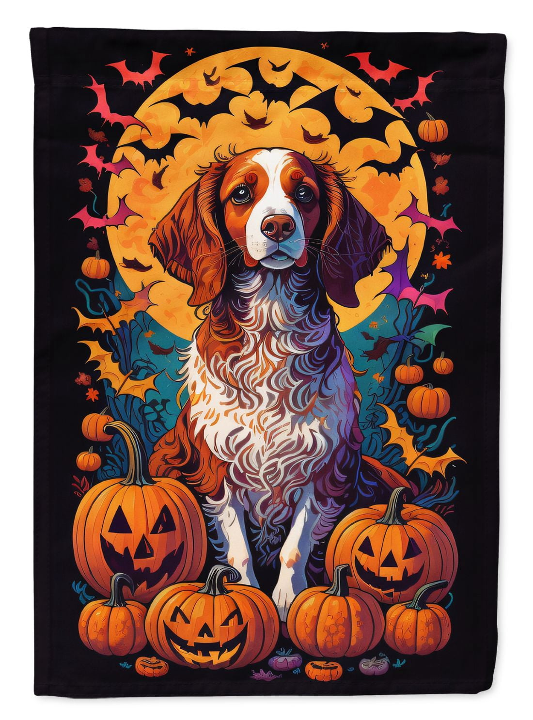 Haunt & Co Halloween Papillon Dog House Flag 28x40IN Double-Sided Polyester Decorative Sleeve Pole Flag