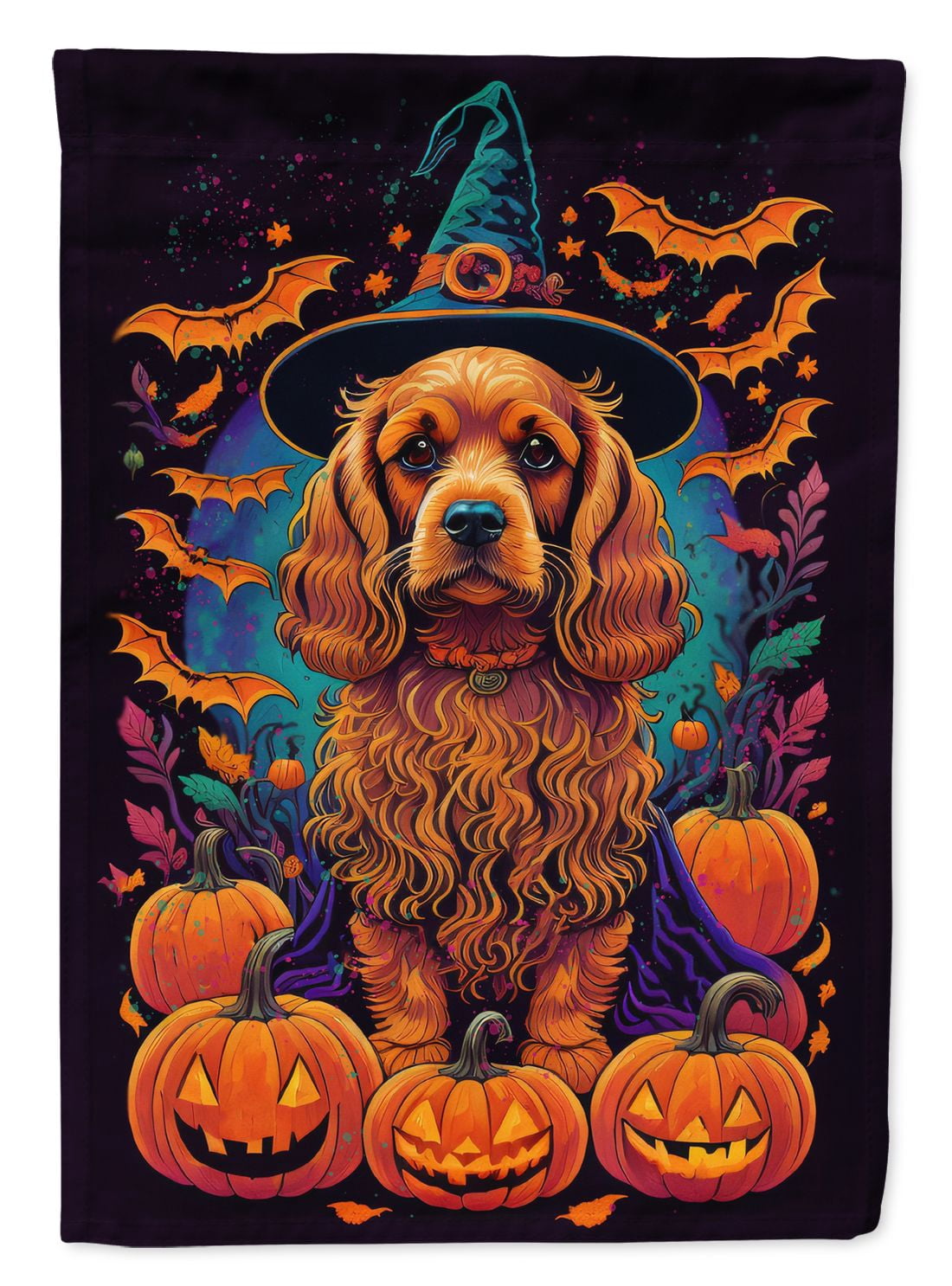 Haunt & Co Halloween Boykin Spaniel Dog House Flag 28x40IN Double-Sided Polyester Decorative Sleeve Pole Flag