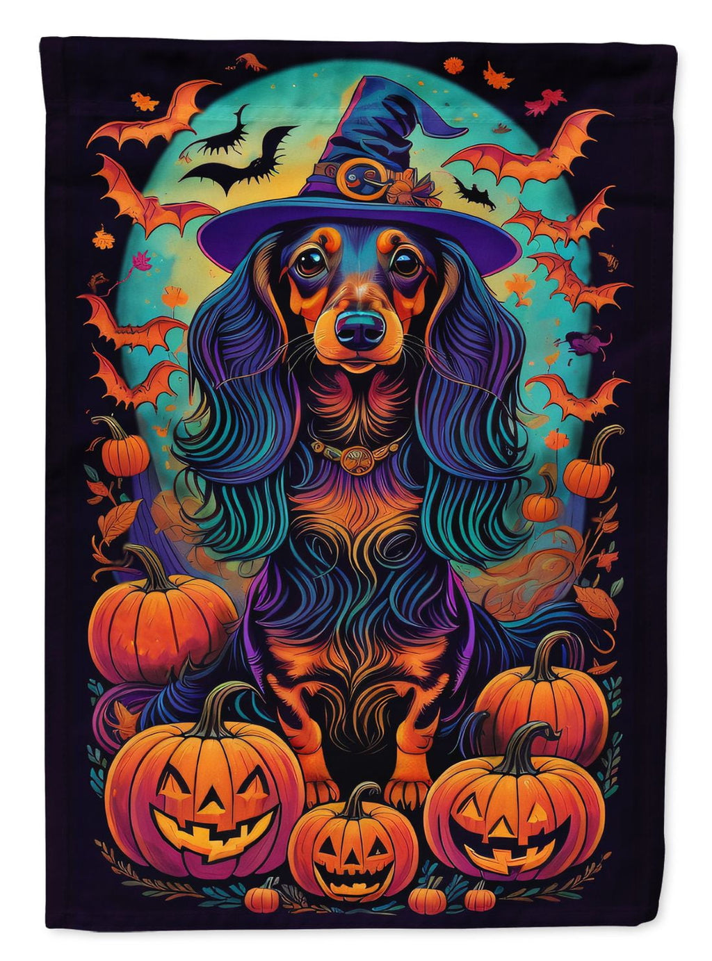 Haunt & Co Halloween Airedale Terrier Dog House Flag 28x40IN Double-Sided Polyester Decorative Sleeve Pole Flag