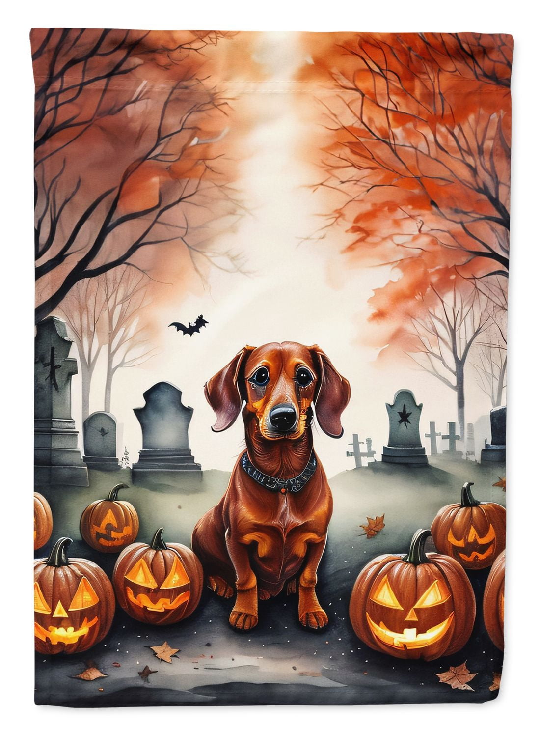 Haunt & Co Halloween Papillon Dog House Flag 28x40IN Double-Sided Polyester Decorative Sleeve Pole Flag