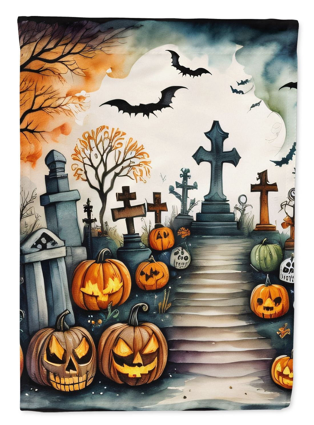 Haunt & Co Halloween Keeshond Dog House Flag 28x40IN Double-Sided Polyester Decorative Sleeve Pole Flag