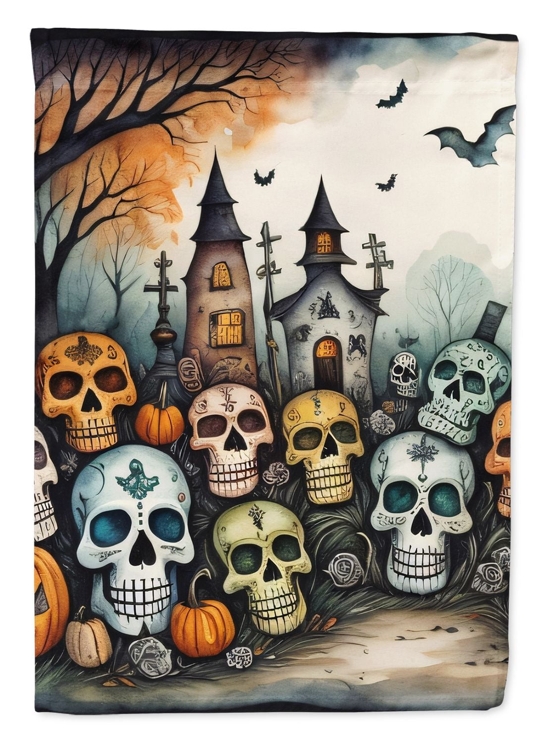 Haunt & Co Halloween Pug Dog House Flag 28x40IN Double-Sided Polyester Decorative Sleeve Pole Flag