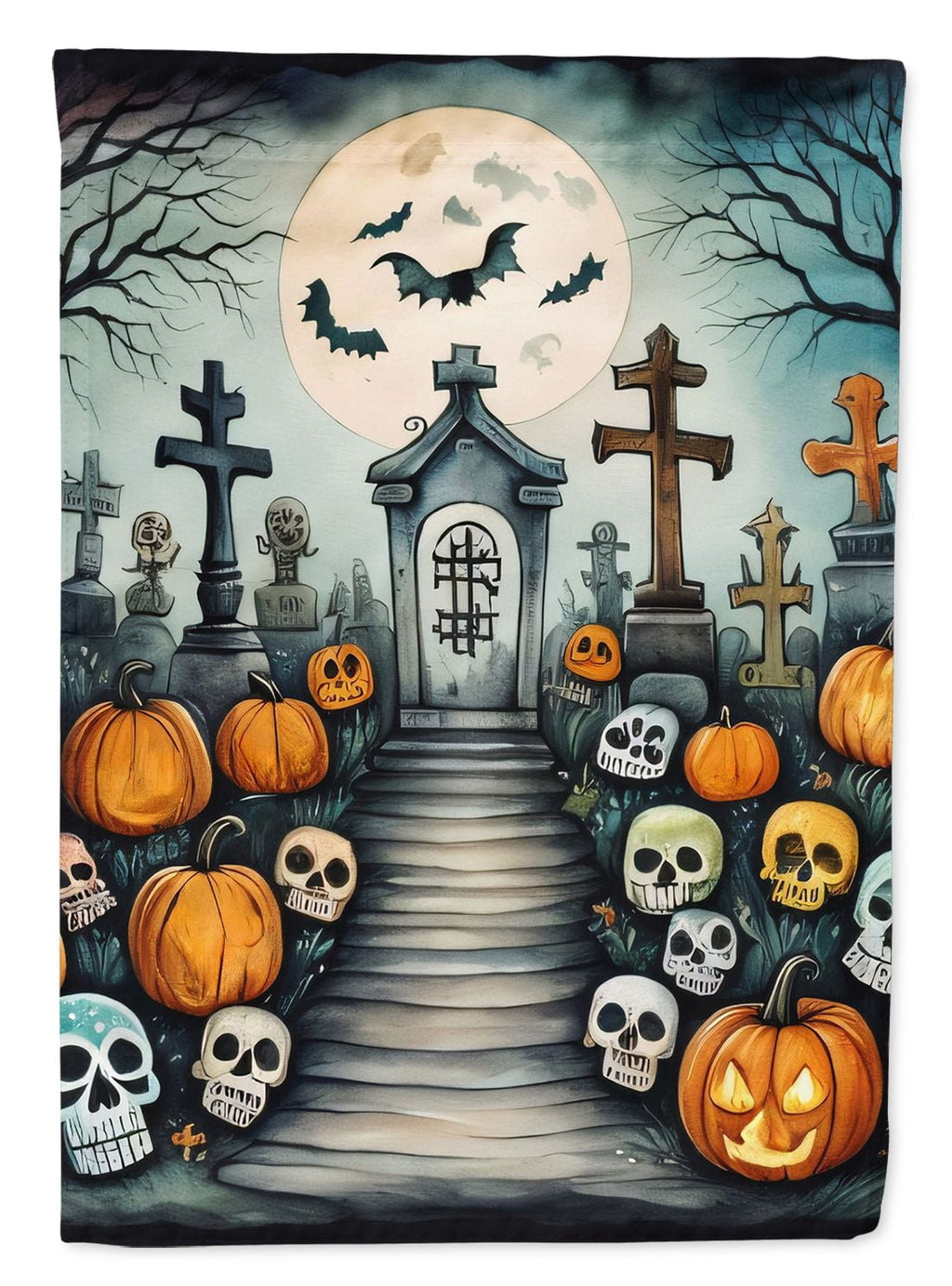 Haunt & Co Halloween Pug Dog House Flag 28x40IN Double-Sided Polyester Decorative Sleeve Pole Flag