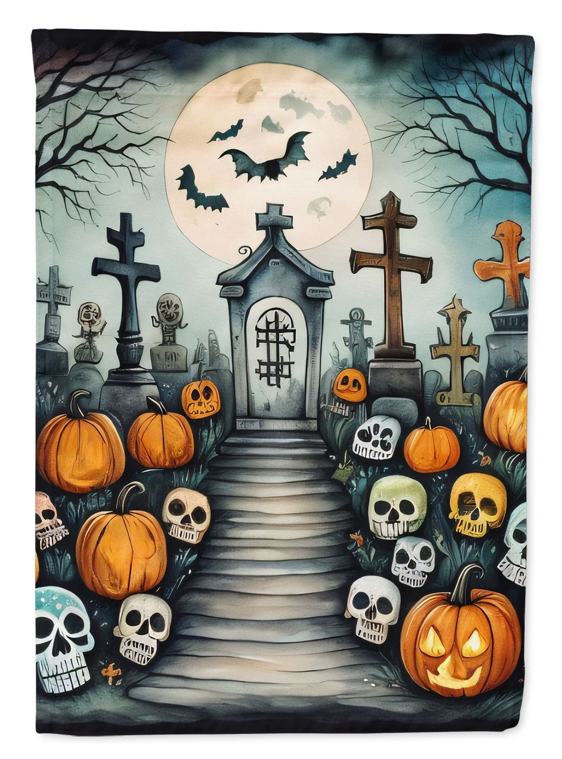 Haunt & Co Halloween Pug Dog House Flag 28x40IN Double-Sided Polyester Decorative Sleeve Pole Flag