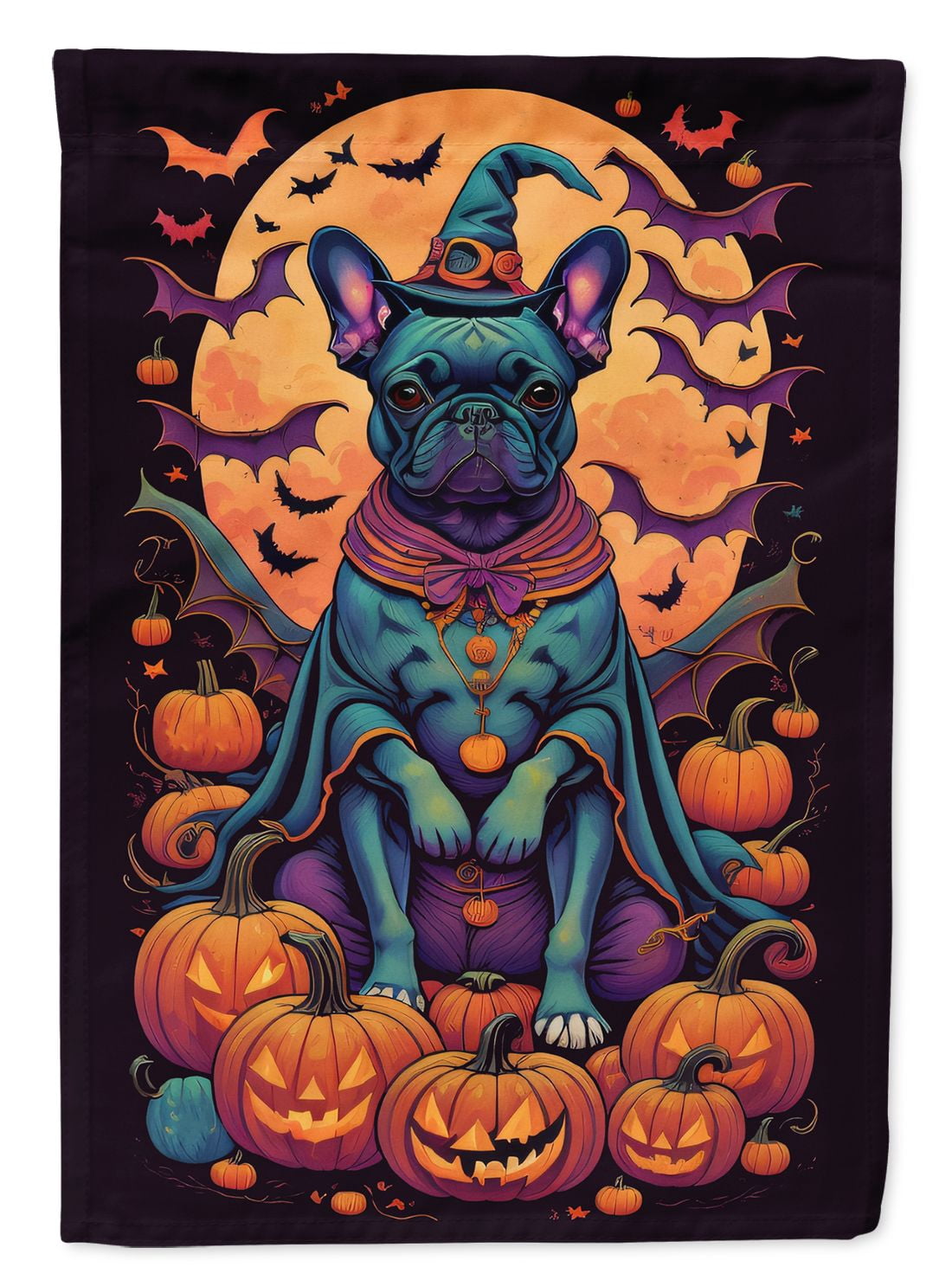 Haunt & Co Halloween Pug Dog House Flag 28x40IN Double-Sided Polyester Decorative Sleeve Pole Flag