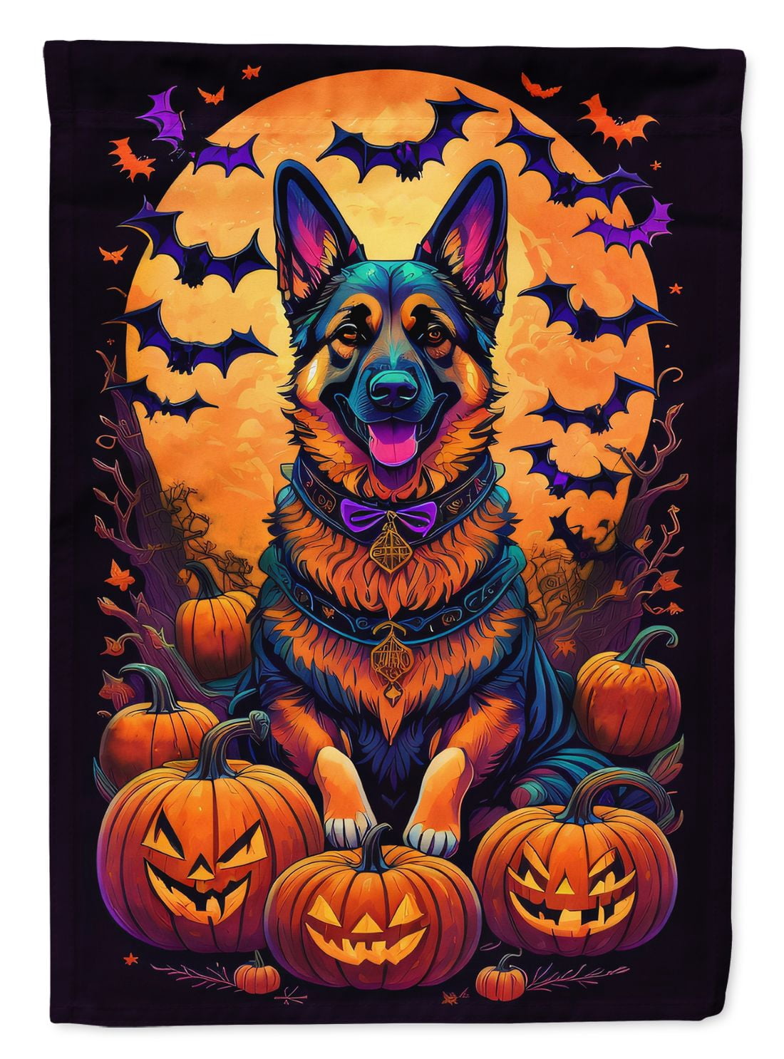 Haunt & Co Halloween Airedale Terrier Dog House Flag 28x40IN Double-Sided Polyester Decorative Sleeve Pole Flag