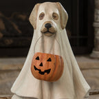 Haunt & Co Bethany Lowe 19.5" Large Ghost Dog Candy Bowl Paper Mache Statue
