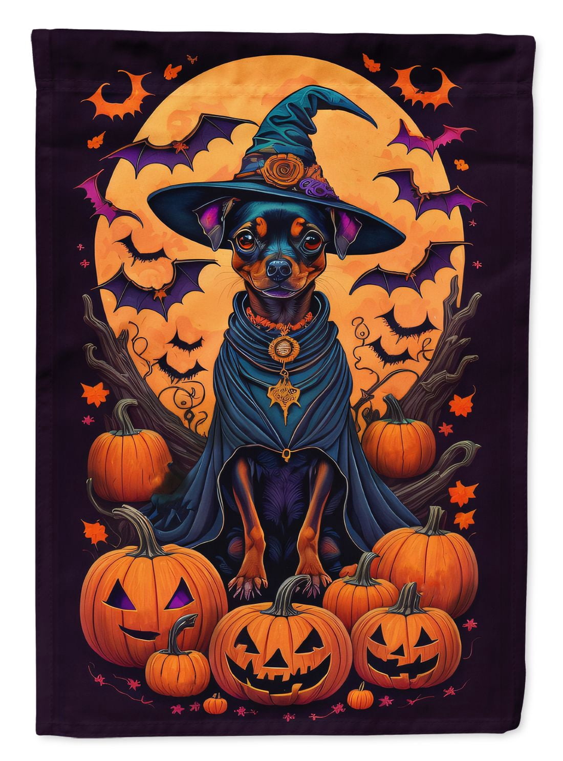 Haunt & Co Halloween Papillon Dog House Flag 28x40IN Double-Sided Polyester Decorative Sleeve Pole Flag